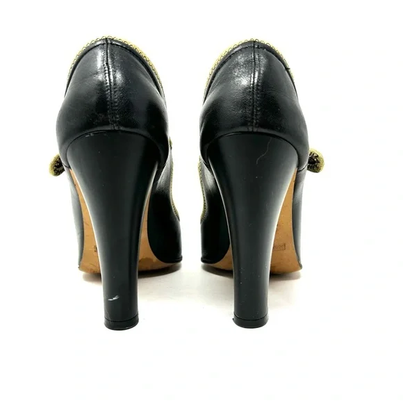 MARC BY MARC JACOBS ブラックハイヒール　サイズ37 MARC by MARC JACOBS black leather Mary Jane heels, made in Italy
